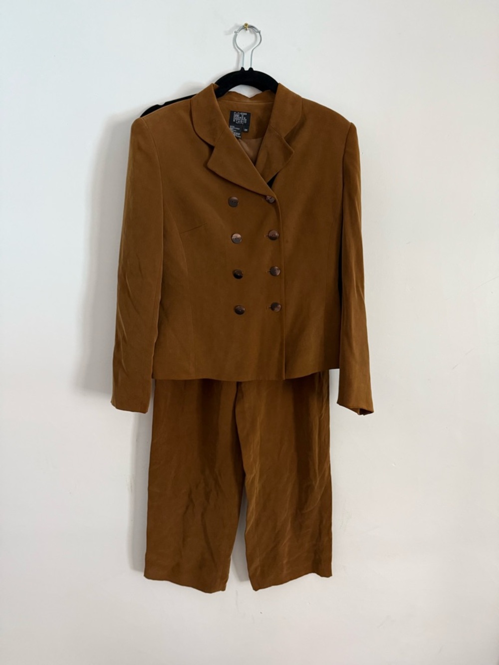 Morgan Taylor Double-Breasted Blazer & Trouser Set in Cognac Brown